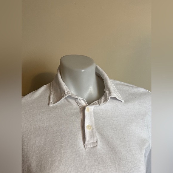 Sunday Best Roland Long Sleeve. Cropped White Long-Sleeve Polo. XS P2P 21" - Picture 6 of 7